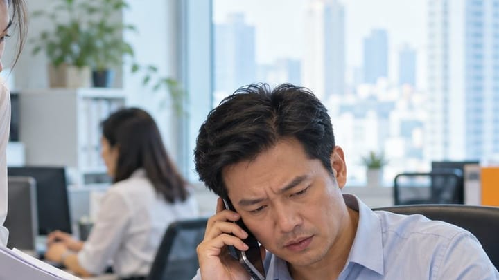 Nhân viên vừa gọi điện vừa kiểm tra lại thông tin cần chỉnh sửa