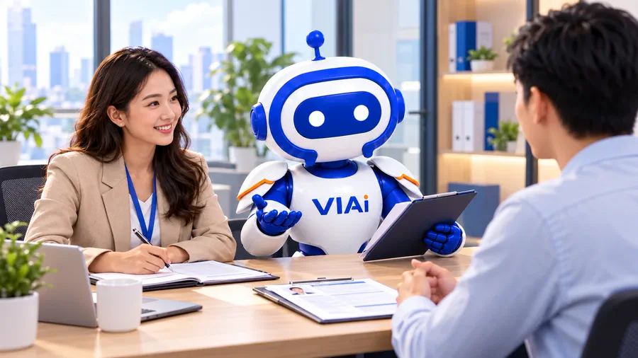 Nhà tuyển dụng, Robot AI Agent ViAI và ứng viên cùng tham gia buổi phỏng vấn (ảnh minh họa)