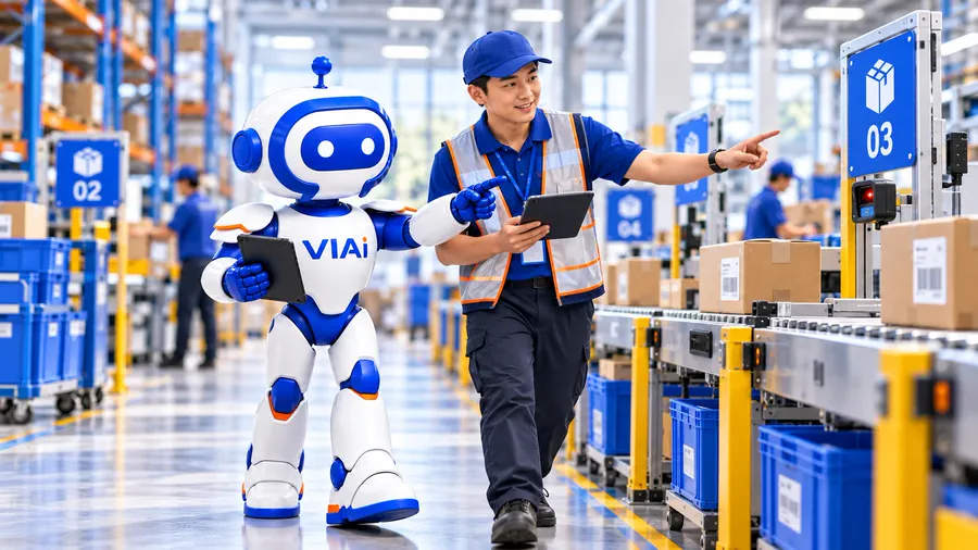 Giám sát và Robot AI Agent ViAI cùng đi kiểm tra dây chuyền, kho vận (ảnh minh họa)
