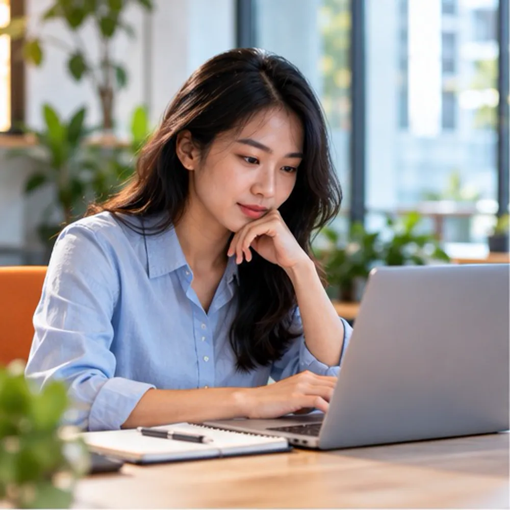 Marketer ghi chú ý tưởng nội dung bên laptop (ảnh minh họa)